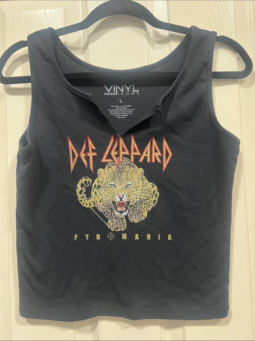 Vinyl Icons Def Leppard Black Pyromania Graphic Tank Top